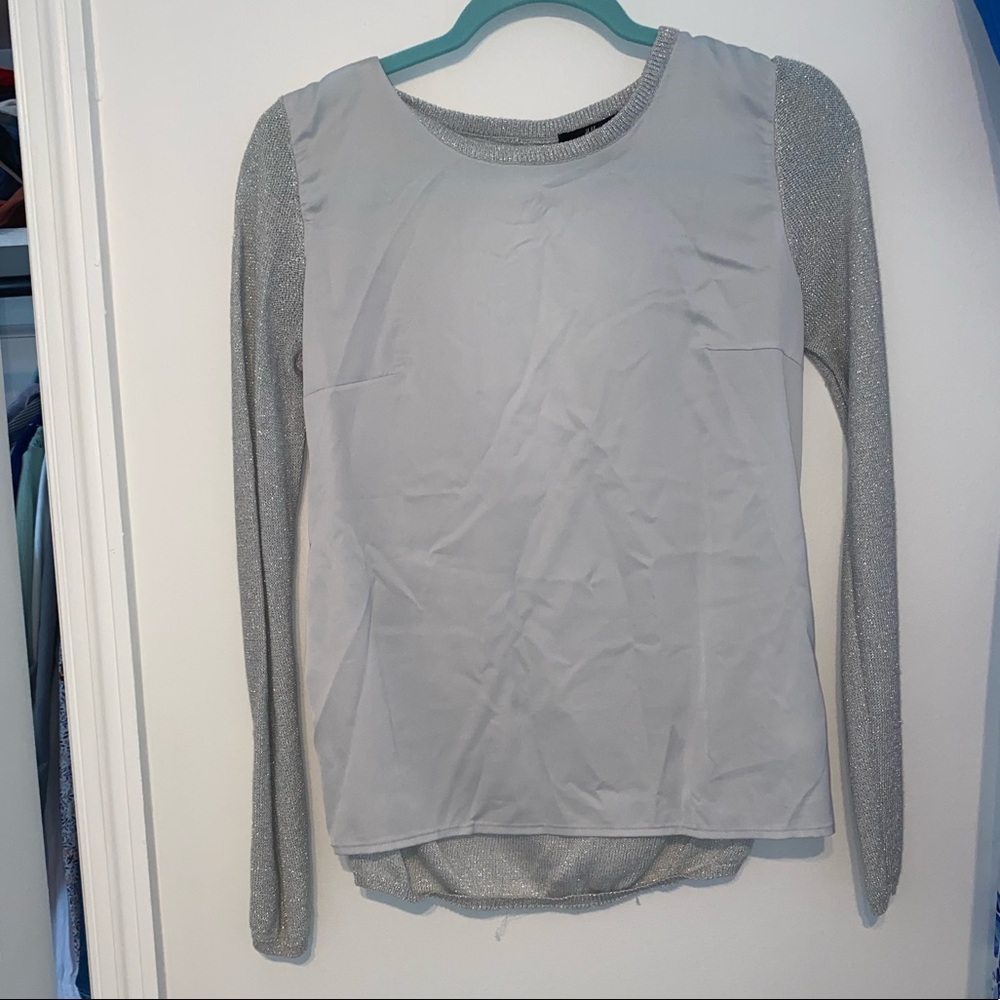 White and Grey Sparkle Top